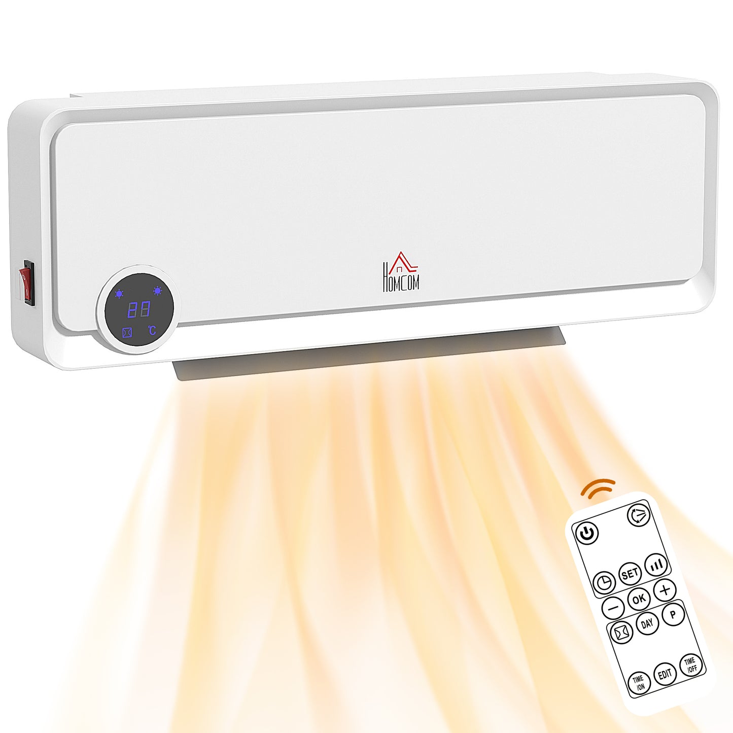 1000W/2000W Wall Downflow Heater Adjustable Temperature w/ Timer