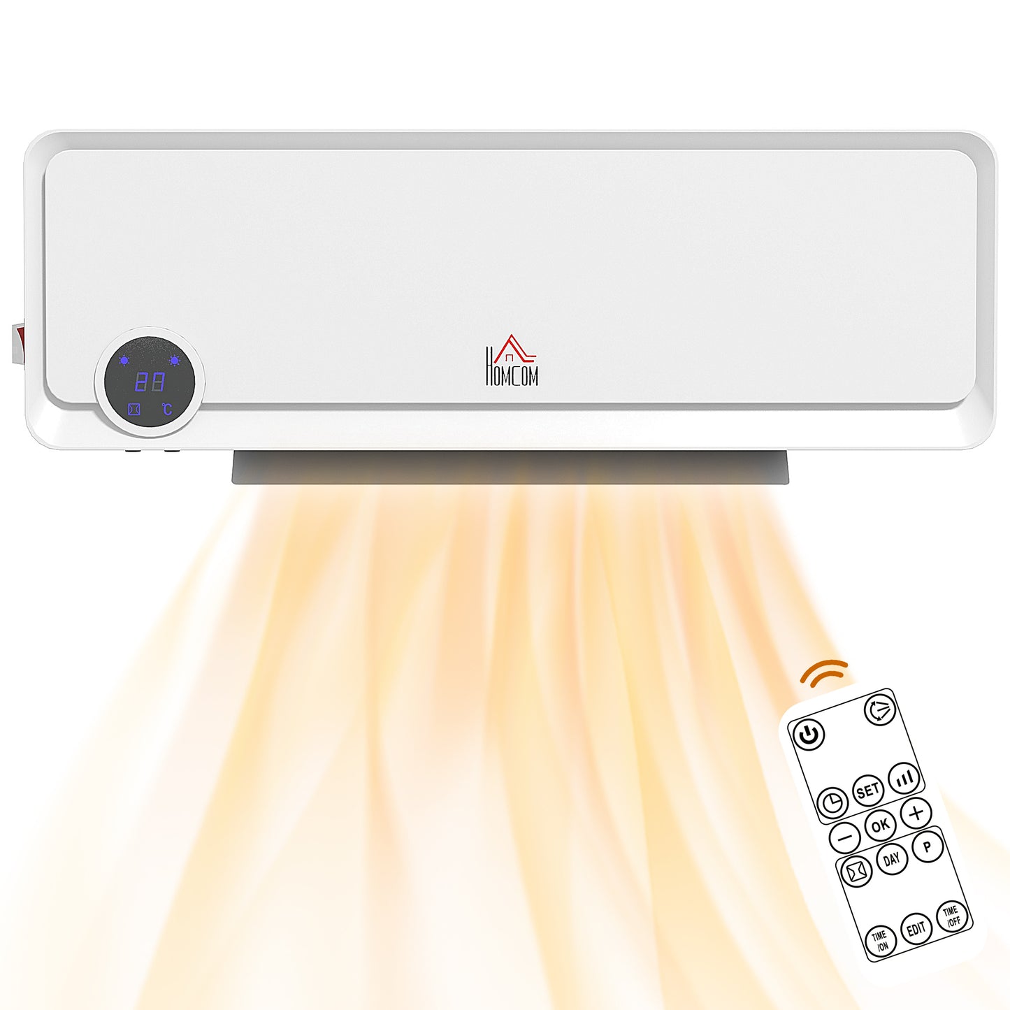 1000W/2000W Wall Downflow Heater Adjustable Temperature w/ Timer