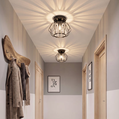 Set of 2 Crystal Ceiling Lights (E27 Bulbs Not Included) - Black