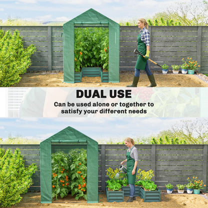 Mini Greenhouse Outdoor Greenhouse with Roll Up Door, Green