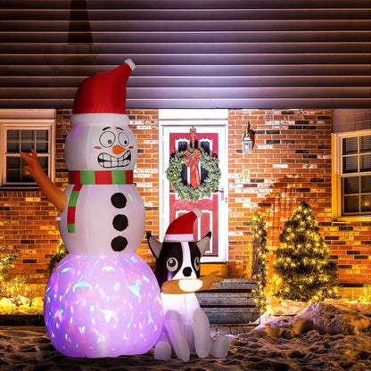 6.2FT Christmas Blow Up Snowman with Dog for Garden Party Outdoor