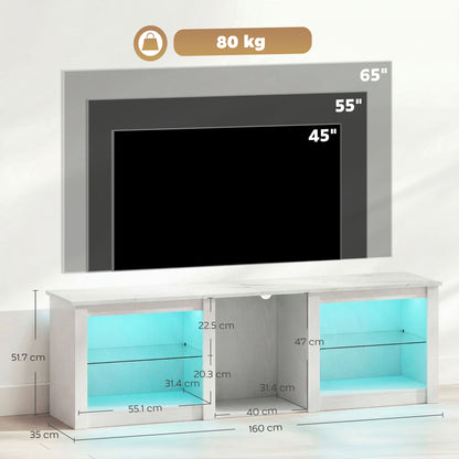 160cm TV Unit w/ LED Lights for 70" TV Modern TV Stand Cabinet