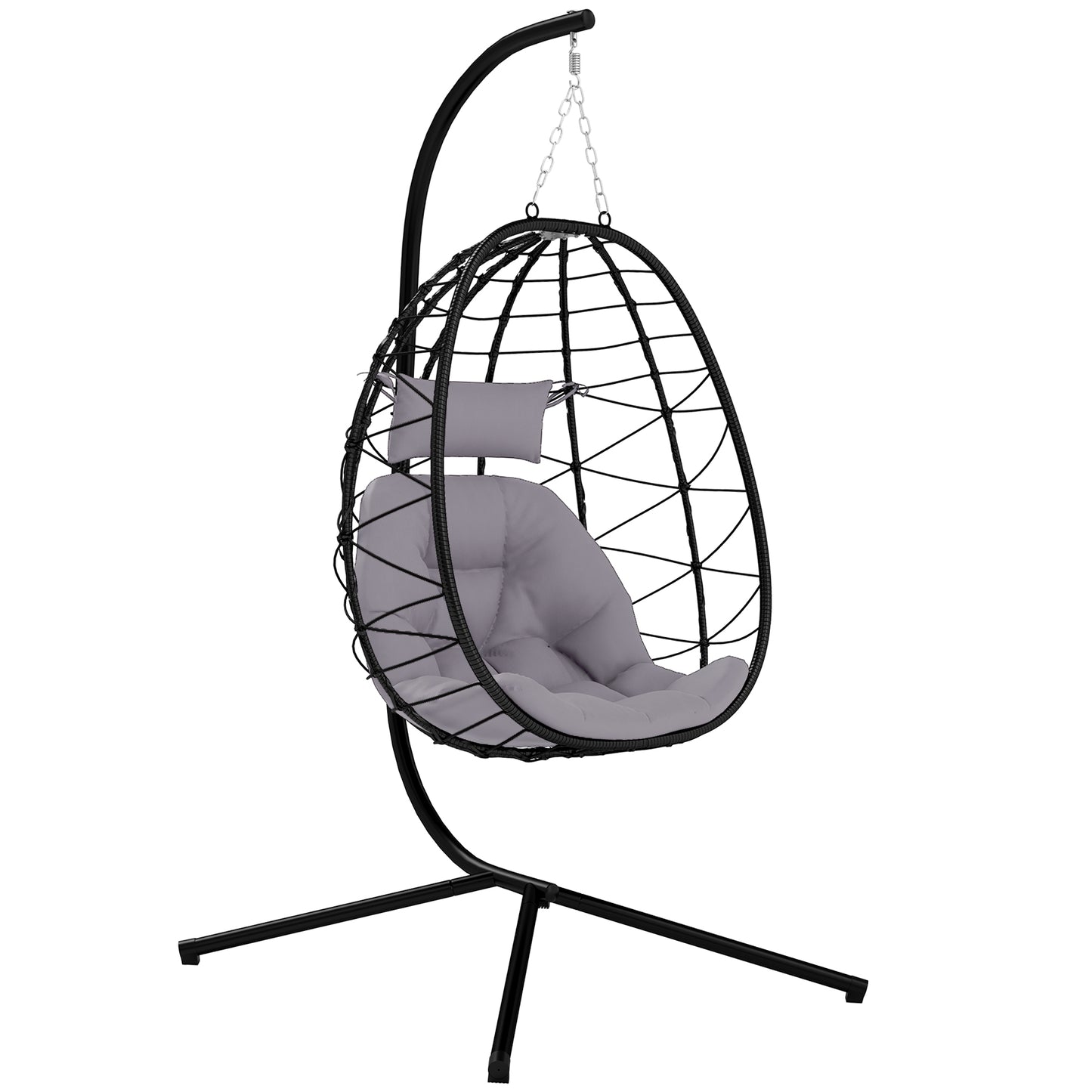 Garden Egg Chair Outdoor Hanging Swing Chair, Folding Basket, Grey