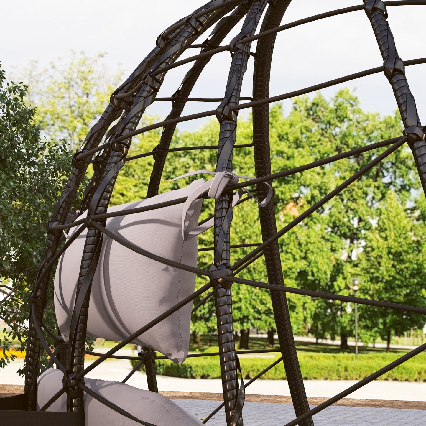 Garden Egg Chair Outdoor Hanging Swing Chair, Folding Basket, Grey