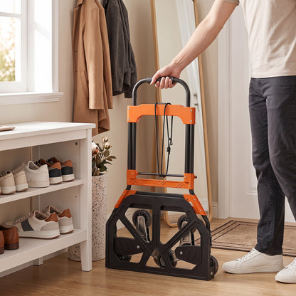 Heavy Duty Foldable Trolley on Wheels, Black and Orange