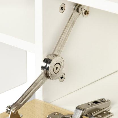 TV Cabinet Unit w/ Wall-Mounted Shelf, Open Shelves White and Natural