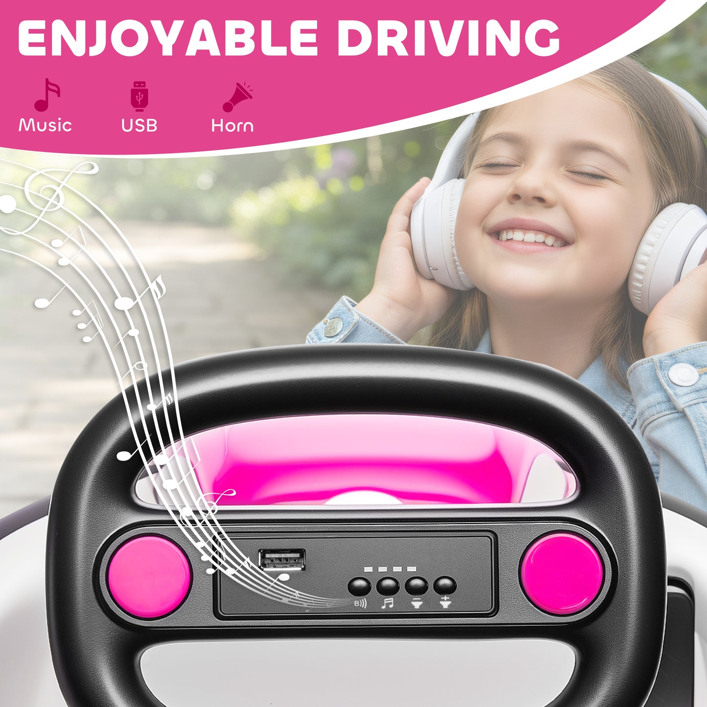 Kids Bumper Car with Game-Inspired Design and Oversized Wheels, 360-Degree Spin Electric Ride on Toy, Dual Motors, Music and Horn for Toddlers, Bumper Car for Kids Ages 37-96 Months, Pink