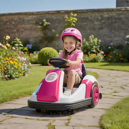 Kids Bumper Car with Game-Inspired Design and Oversized Wheels, 360-Degree Spin Electric Ride on Toy, Dual Motors, Music and Horn for Toddlers, Bumper Car for Kids Ages 37-96 Months, Pink