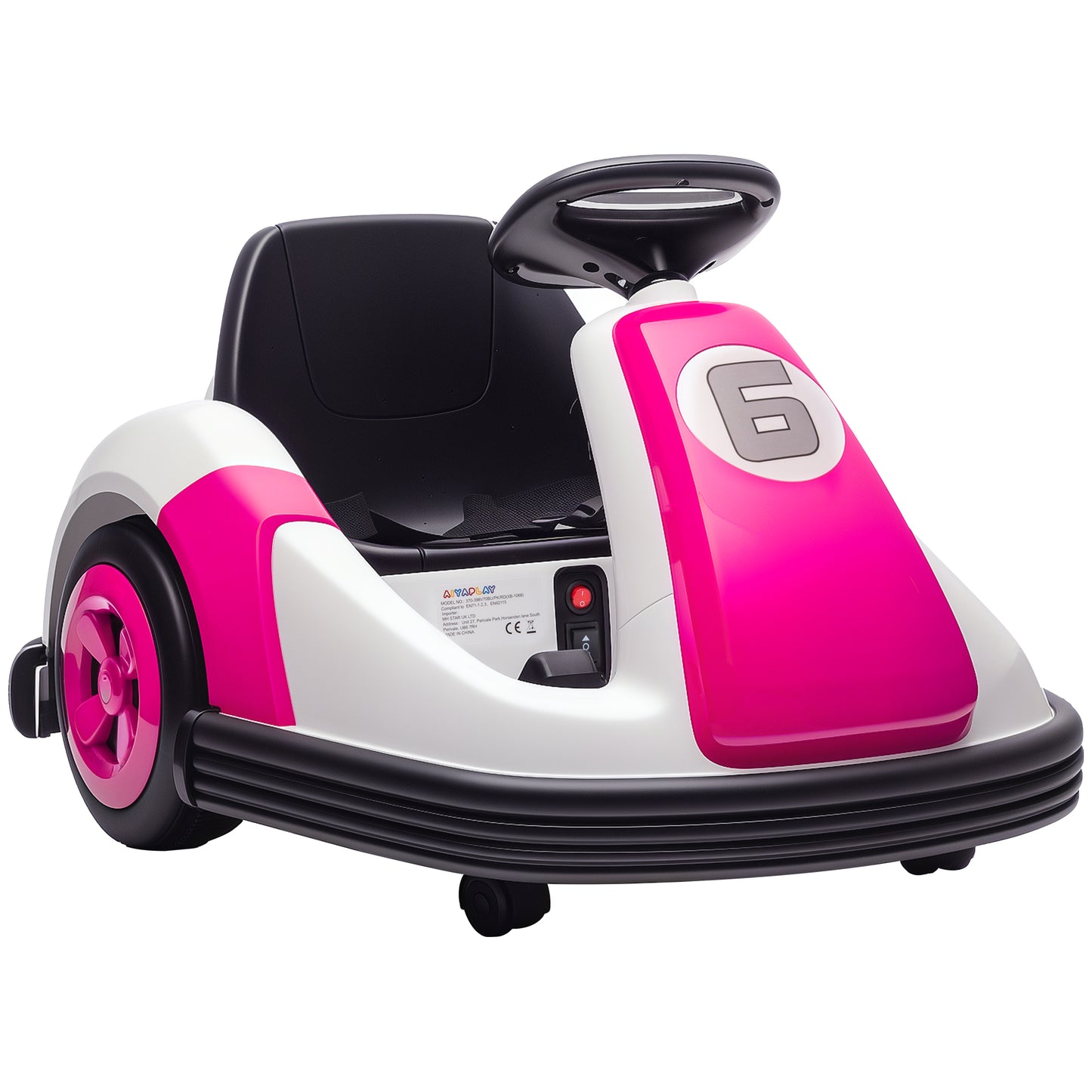 Kids Bumper Car with Game-Inspired Design and Oversized Wheels, 360-Degree Spin Electric Ride on Toy, Dual Motors, Music and Horn for Toddlers, Bumper Car for Kids Ages 37-96 Months, Pink