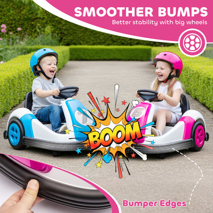 Kids Bumper Car with Game-Inspired Design and Oversized Wheels, 360-Degree Spin Electric Ride on Toy, Dual Motors, Music and Horn for Toddlers, Bumper Car for Kids Ages 37-96 Months, Pink