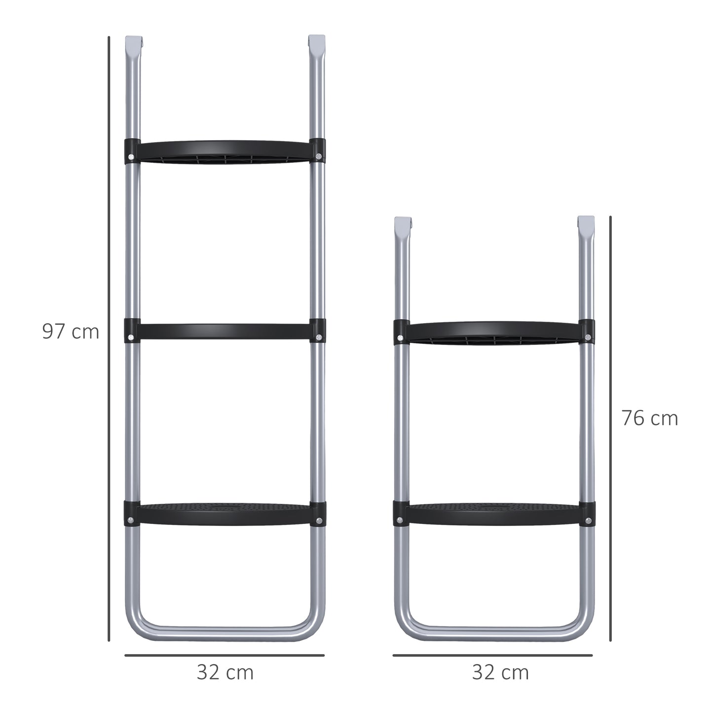 2 Steps/3 Steps Galvanised Steel Trampoline Ladder Climbing