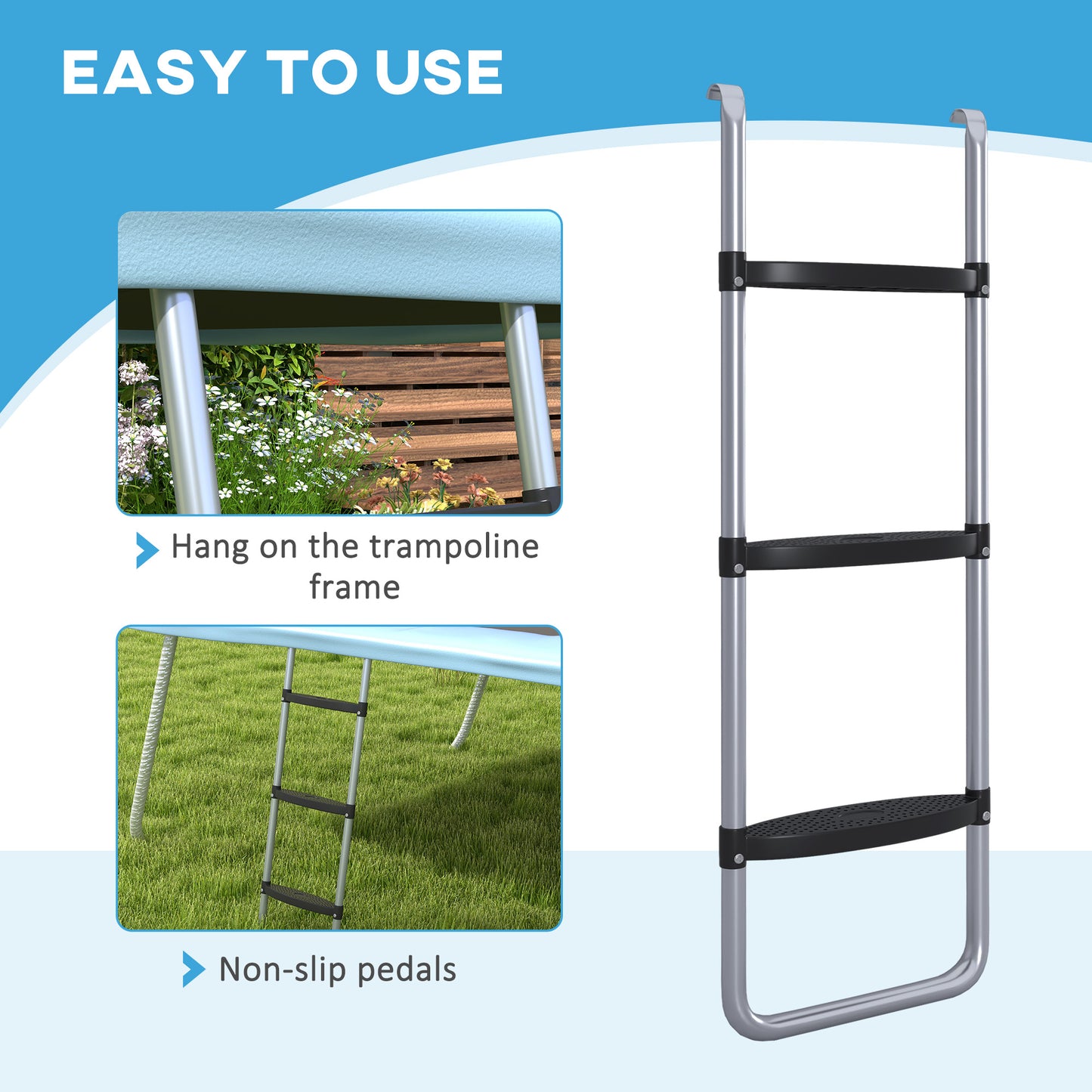 2 Steps/3 Steps Galvanised Steel Trampoline Ladder Climbing