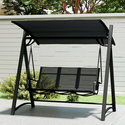 3 Seater Swing Chair, Garden Swing Bench with Adjustable Canopy