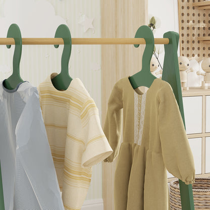 Kids Clothes Rail with Hangers, Base Shelf for Girls, Boys, Green