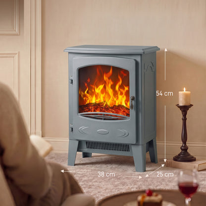 Electric Fireplace Freestanding w/ Realistic Flame Effect, Grey