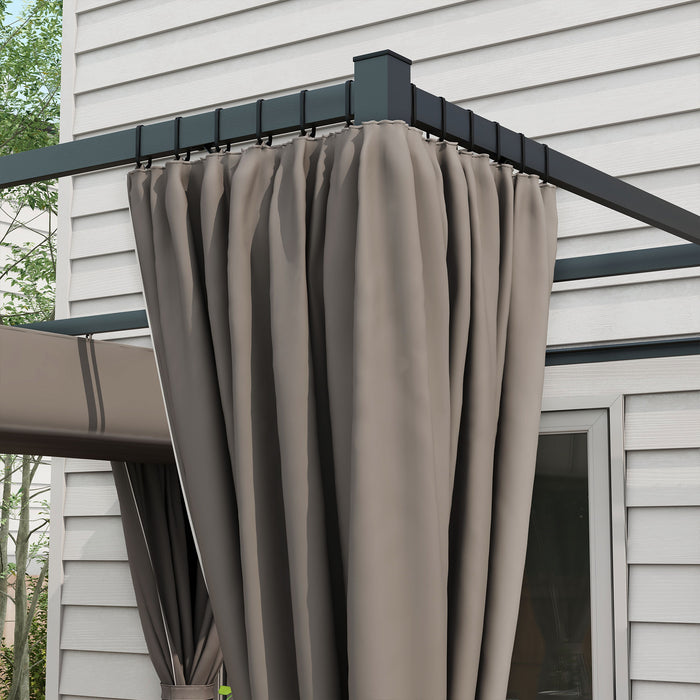 3 x 3(m) Retractable Pergola, Garden Gazebo Shelter with Curtains, for Grill, Patio, Deck, Grey