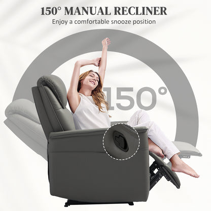 Recliner Armchair with Spring Cushion Adjustable Leg Rest Light Grey