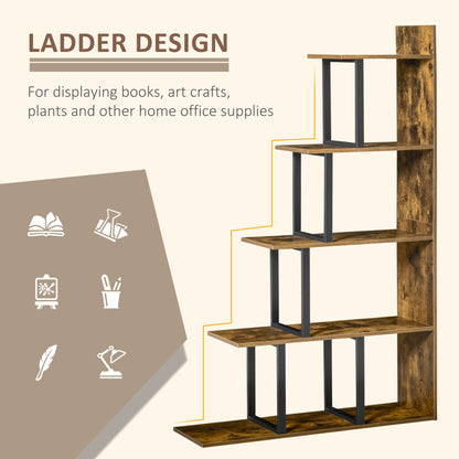 5-Tier Ladder Shelf Display Plant Stand Home Ladder Rustic Brown