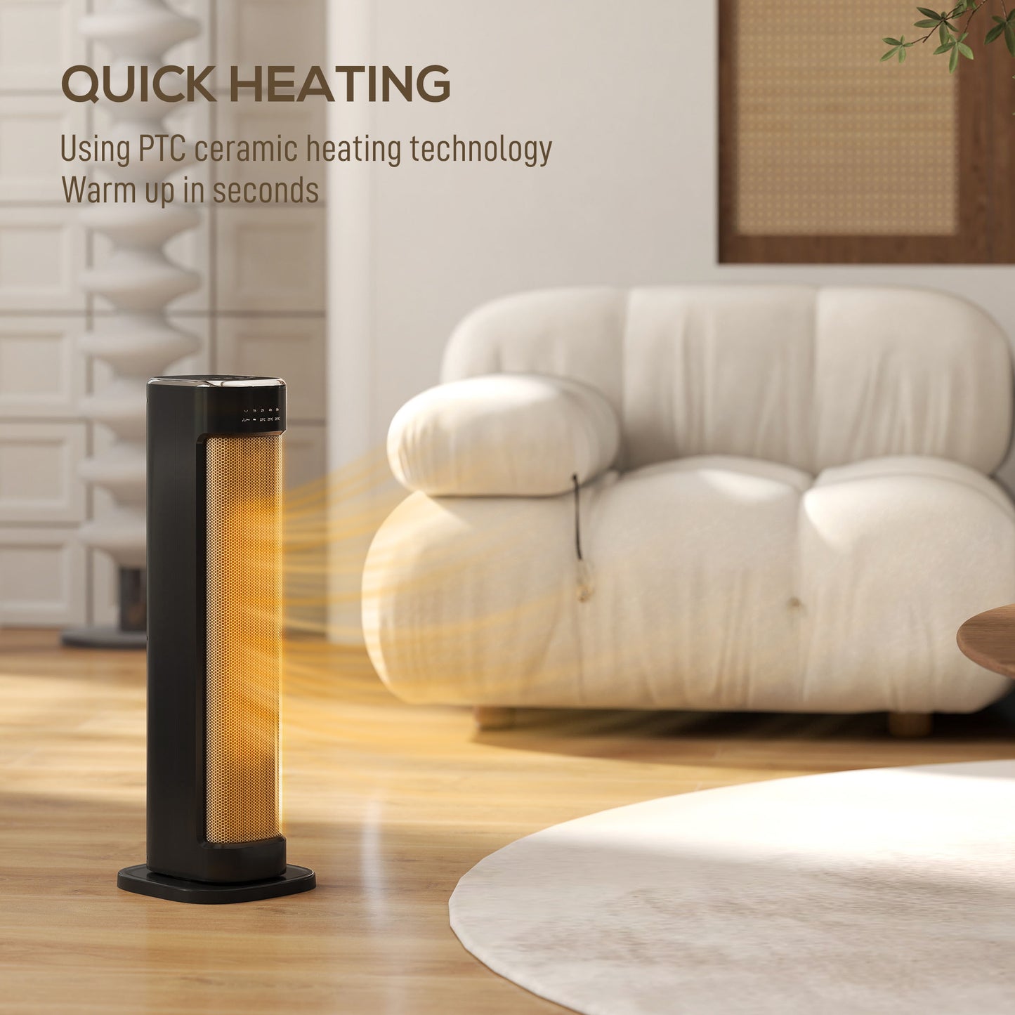 Ceramic Electric Heater, 2000W Space Heater with Timer, Black
