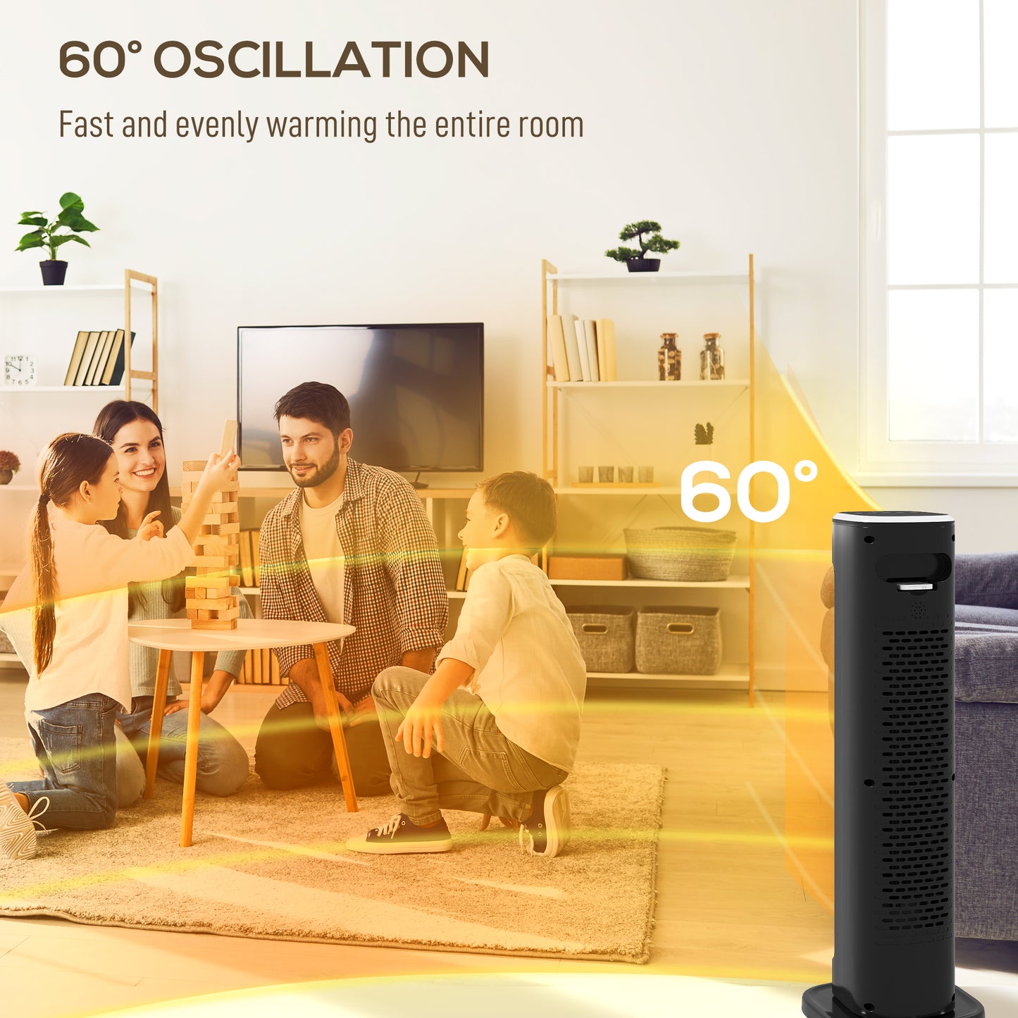 Ceramic Electric Heater, 2000W Space Heater with Timer, Black