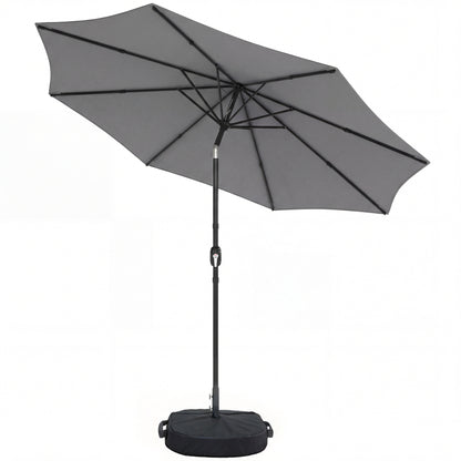 2.7 m Garden Parasol Umbrella with Cross Base, Sandbag, Light Grey