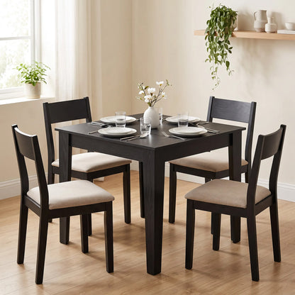 Dining Table for 4, 80L x 80W x 75Hcm, Black Wood Effect