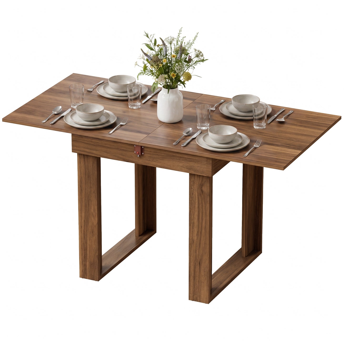Folding Dining Table Under-Table Storage 140cm Grey