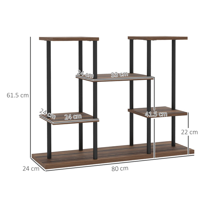 4 Tiered Metal Flower Shelf Display Rack, Carbonised Finish