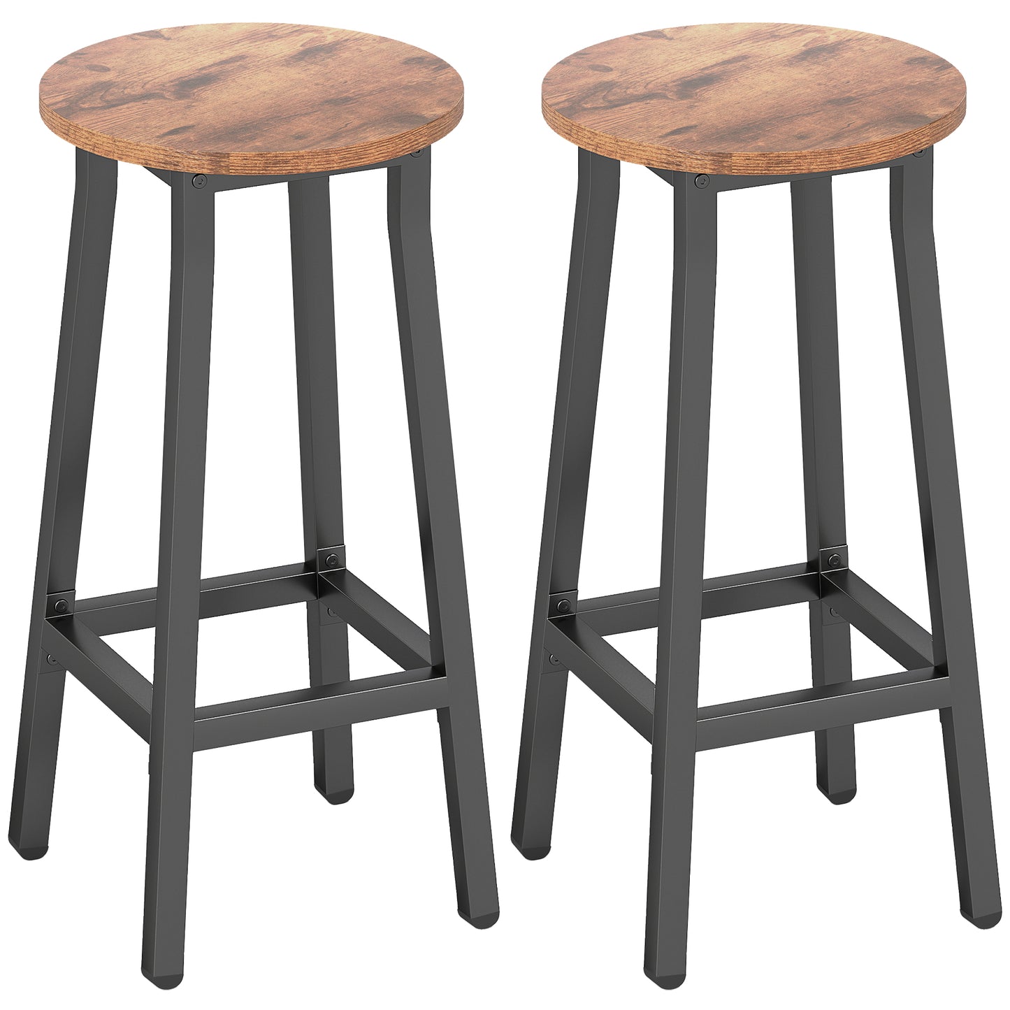 Barstools, Breakfast Bar Stools with Footrest, Rustic Brown