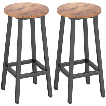 Barstools, Breakfast Bar Stools with Footrest, Rustic Brown