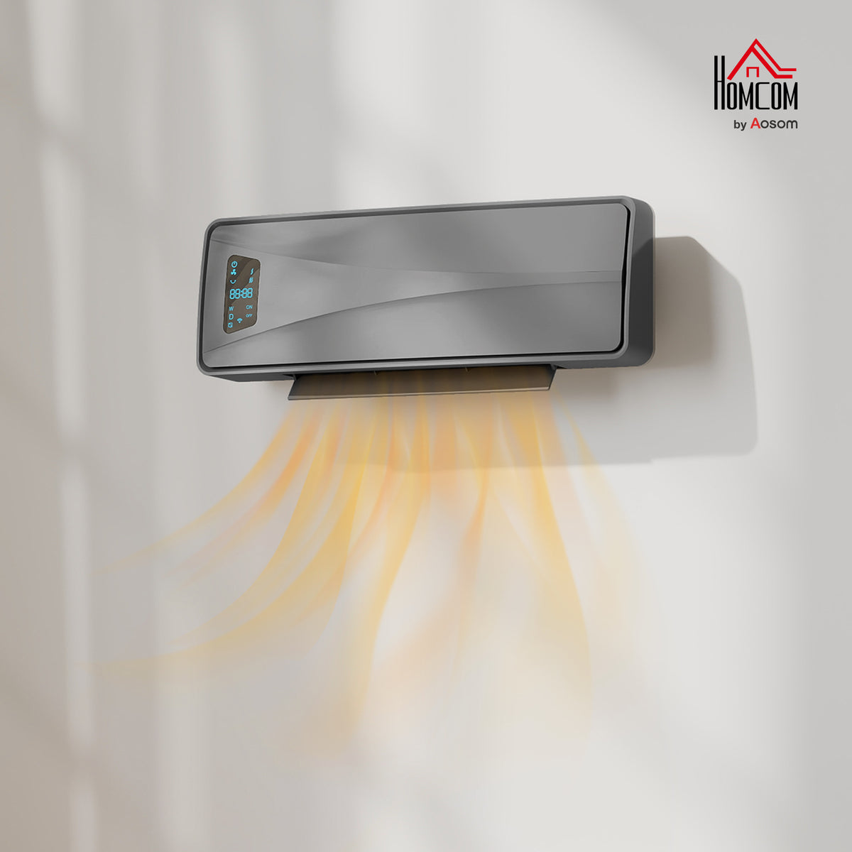 2000W Ceramic Electric Heater with Fan, Wall Heater, Grey