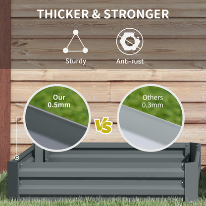 Set of 2 291L Raised Garden Bed, Elevated Galvanised Planter Box for Flowers, Herbs, 100x100x30cm, Grey