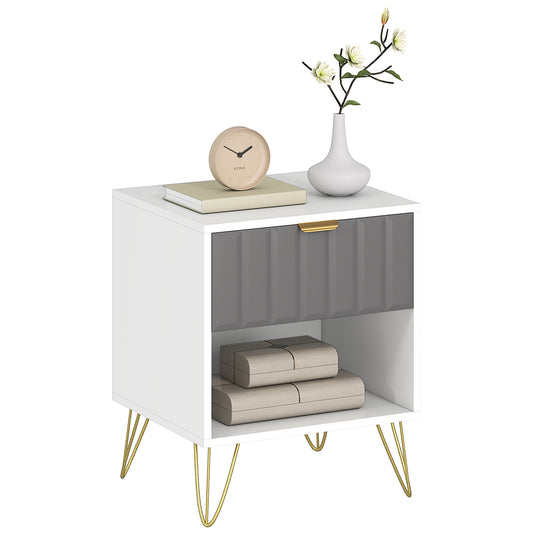Bedside Drawers Modern Bedside Cabinet with Drawer and Handle, White