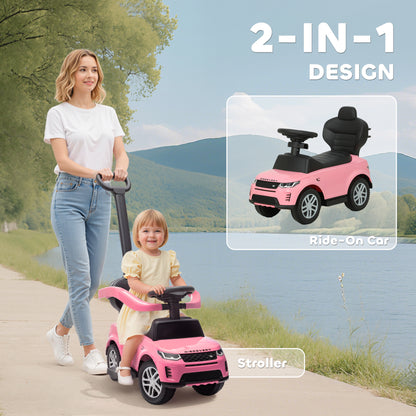 Land Rover Licensed Baby Push Car, 2-in-1 Ride on Car, Pink