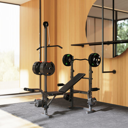 Multi-Exercise Incline or Flat Weight Bench with Bench Press Rack