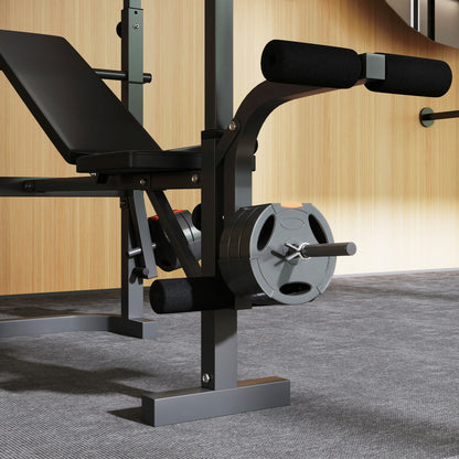 Multi-Exercise Incline or Flat Weight Bench with Bench Press Rack