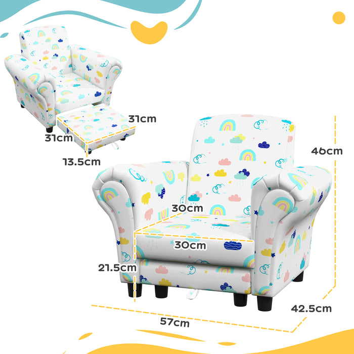 2 Piece Kids Sofa Set with Cloud Design, for Nursery, White