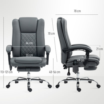 PU Leather Massage Office Chair, Reclining Desk Chair, Grey