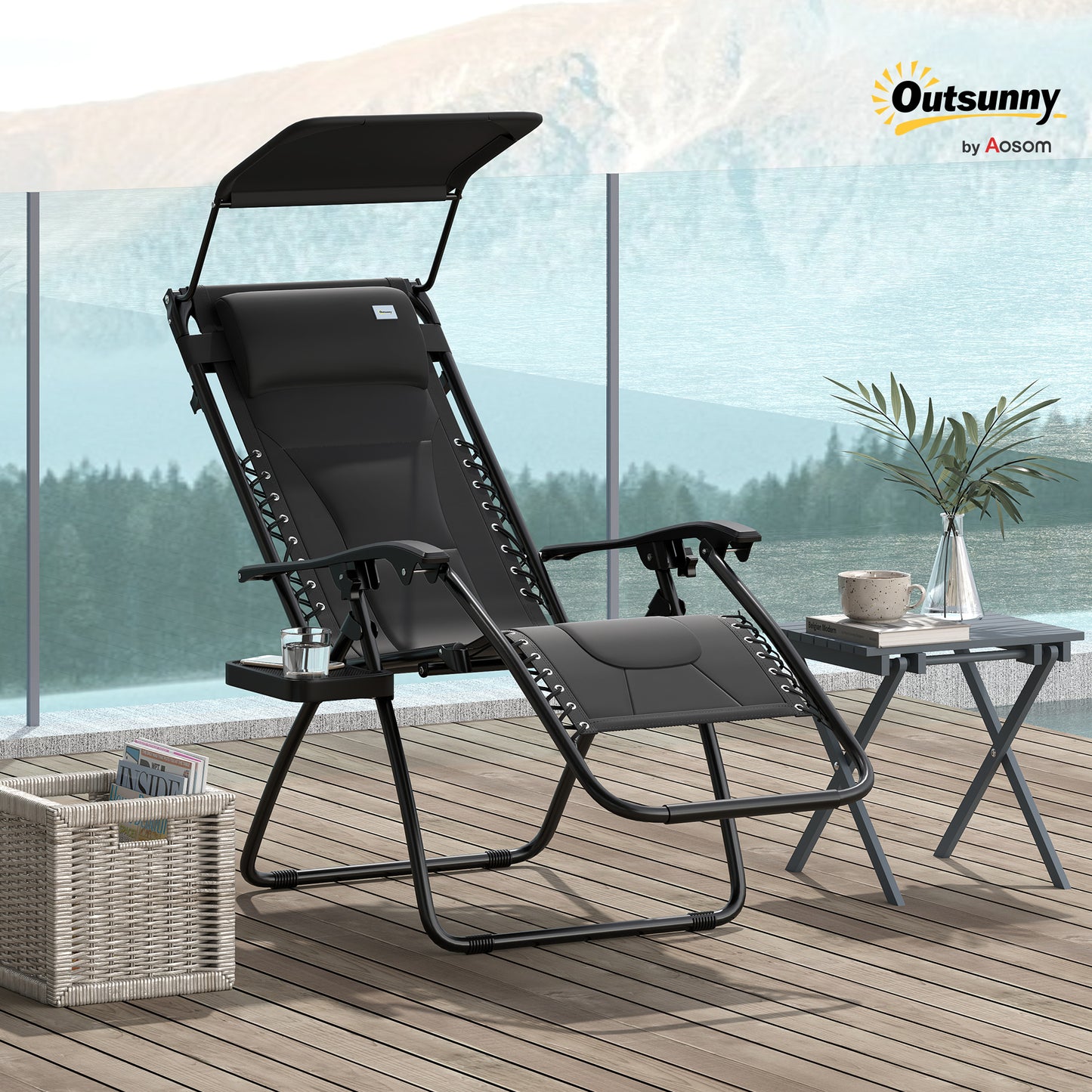 Zero Gravity Lounger Chair, Folding Reclining Chair, Black