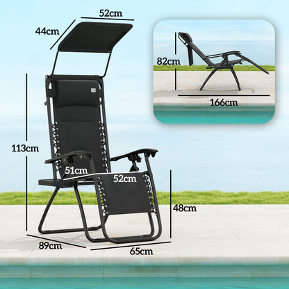 Zero Gravity Lounger Chair, Folding Reclining Chair, Black