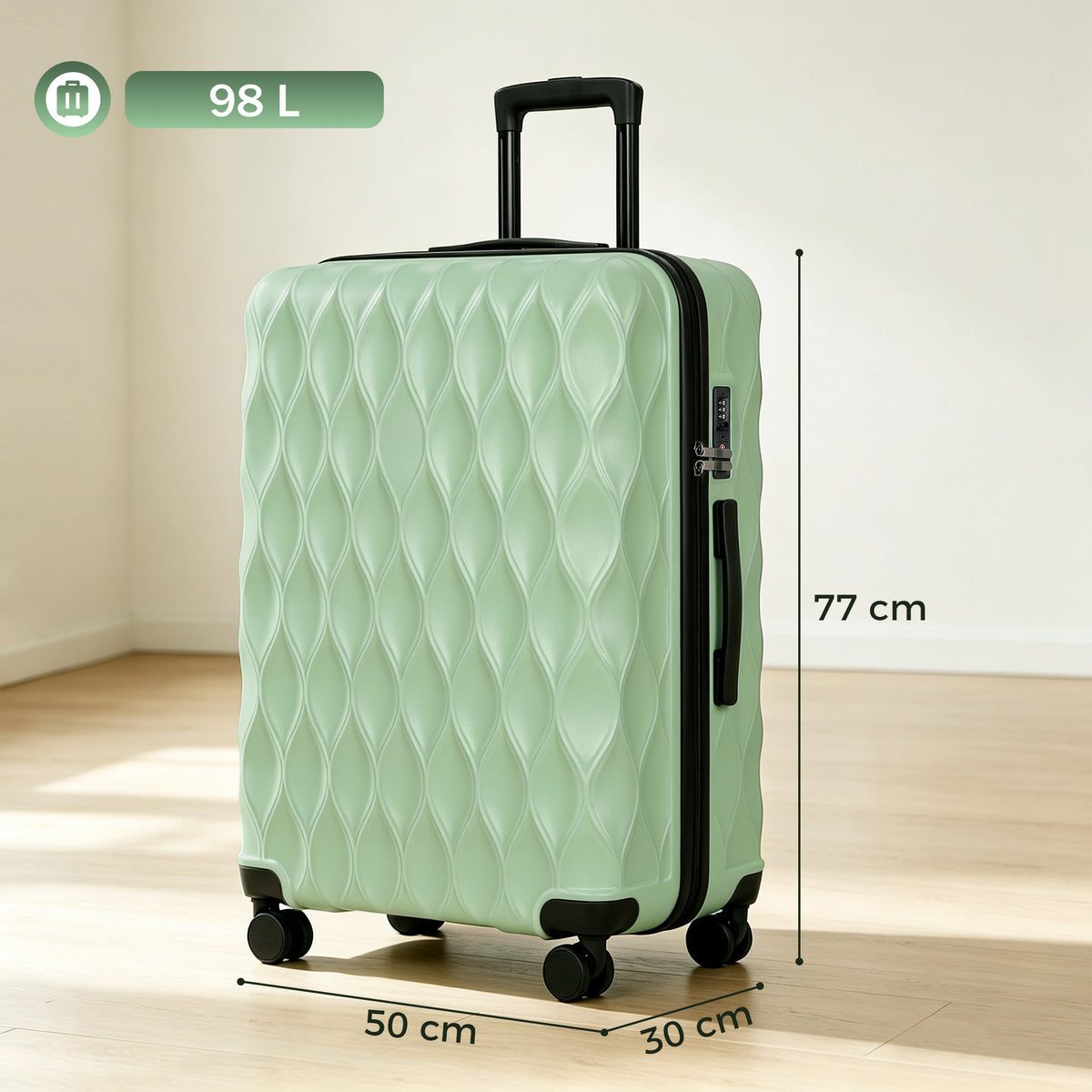 28Inch Suitcase Hard Shell Checked Luggage with TSA Lock, Green
