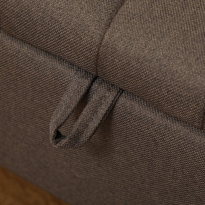 Storage Ottoman Bench, Linen Fabric Footstool with Steel Legs Brown