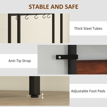 Industrial Hall Tree Coat Rack Stand with Shoe Cabinet Rustic Brown