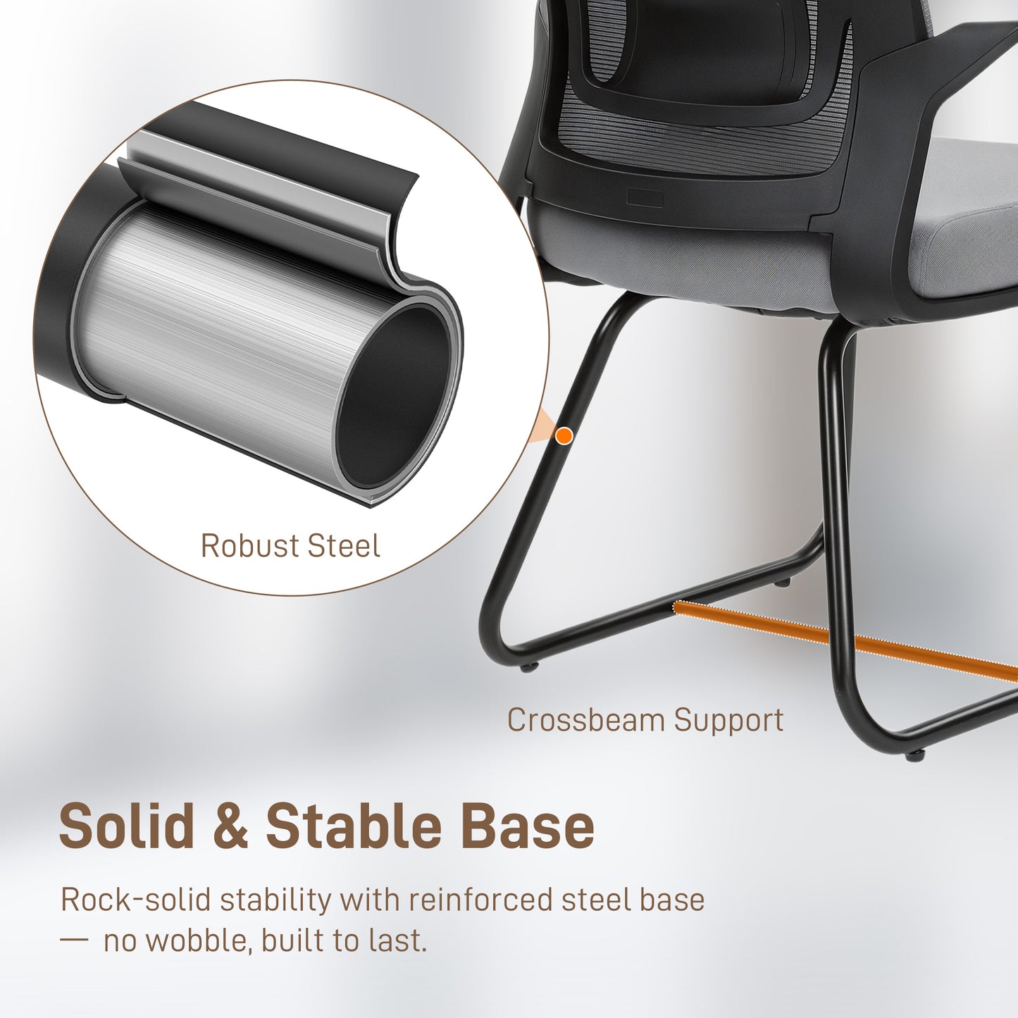 Desk Chair No Wheels, Meeting Chair with Mesh Back for Waiting Room