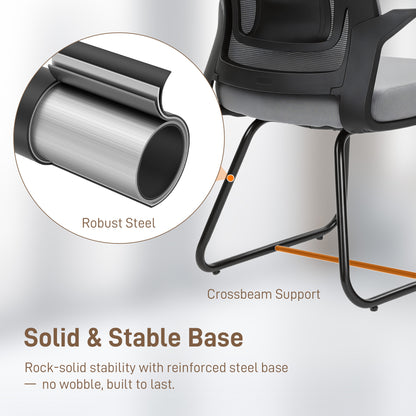 Desk Chair No Wheels, Meeting Chair with Mesh Back for Waiting Room