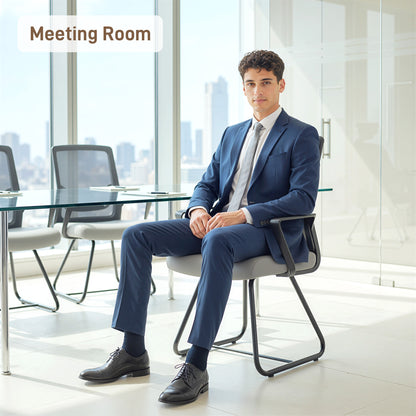 Desk Chair No Wheels, Meeting Chair with Mesh Back for Waiting Room