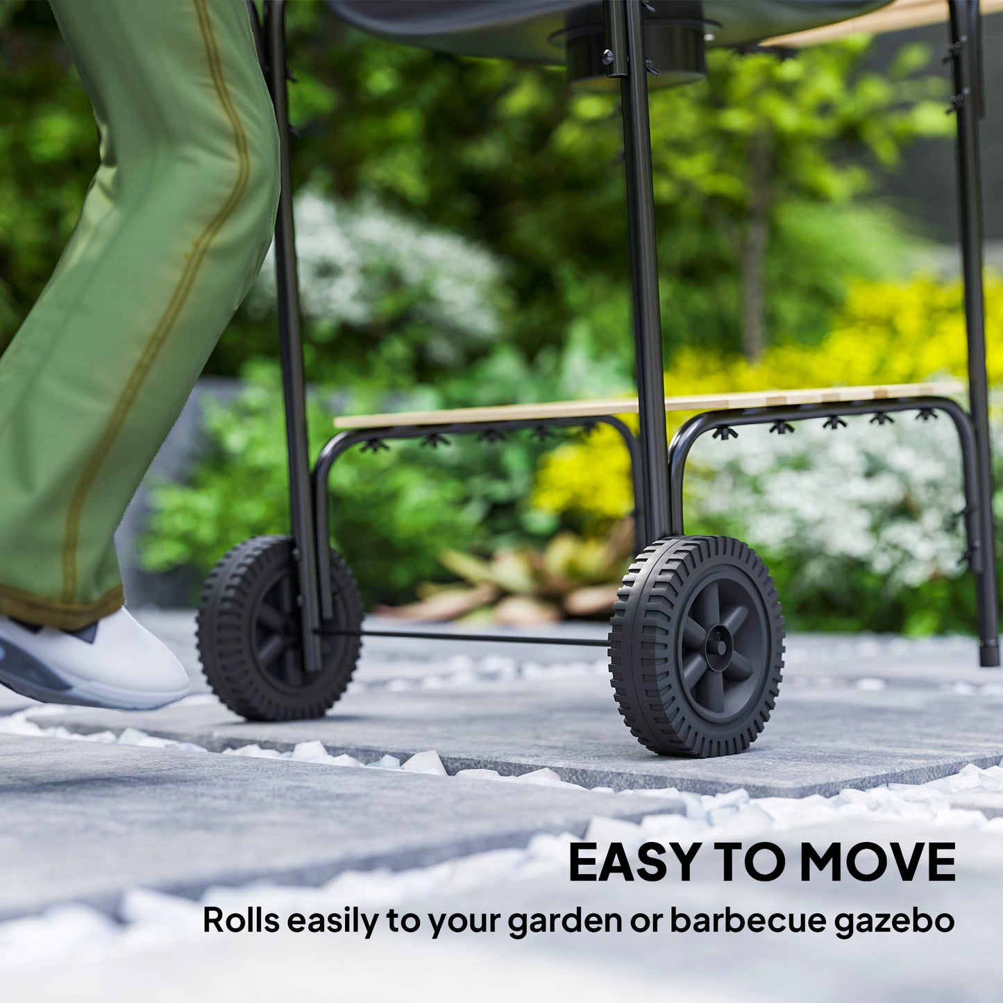 Charcoal Barbecue Grill Portable BBQ with Lockable Lid, Vent, Red