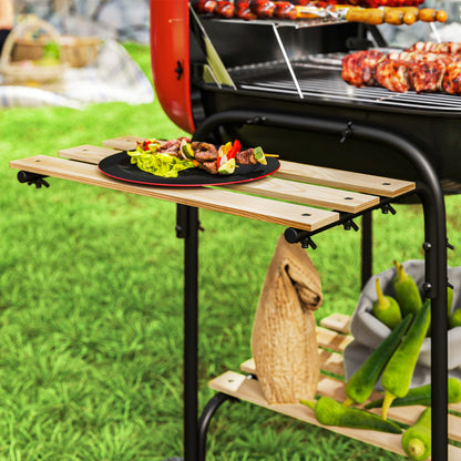 Charcoal Barbecue Grill Portable BBQ with Lockable Lid, Vent, Red