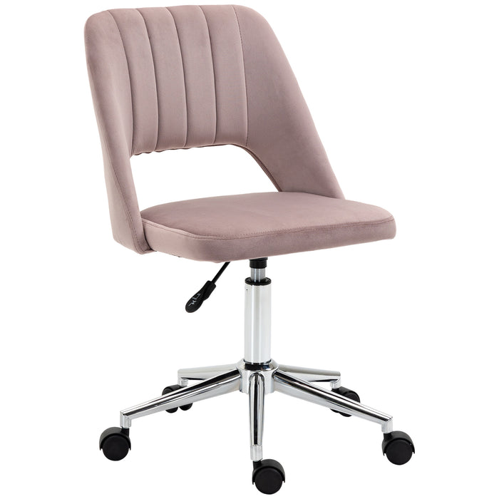 Mid-Back Swivel Home Office Chair Scallop Computer Chair Pink