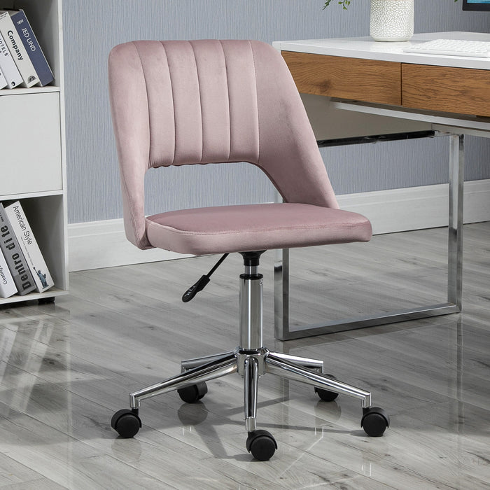 Mid-Back Swivel Home Office Chair Scallop Computer Chair Pink